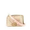 Chanel  Boy shoulder bag  in beige and pink braided wicker - 360 thumbnail
