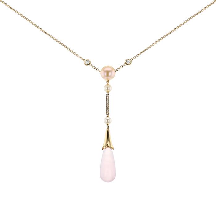 Cartier Monica Bellucci necklace in pink gold, quartz and diamonds - 00pp