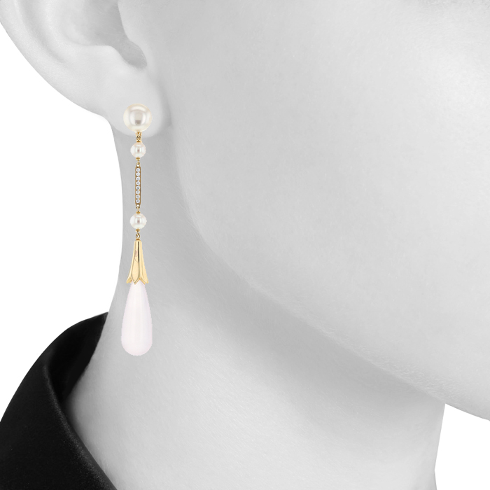 Cartier Monica Bellucci earrings in pink gold, quartz and pearls