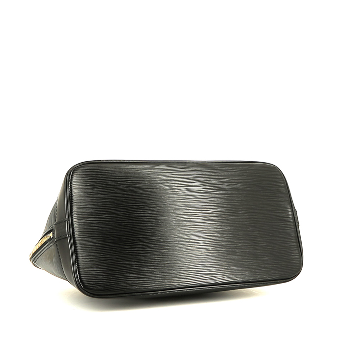 Borsa Louis Vuitton  Alma in pelle Epi nera e pelle nera - Detail D4