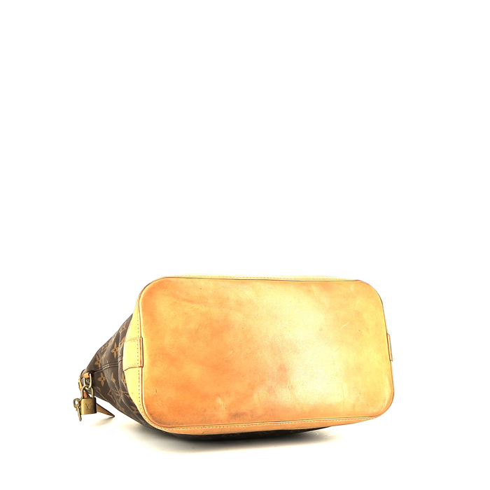 Borsa Louis Vuitton  Lockit in tela monogram marrone e pelle naturale - Detail D4