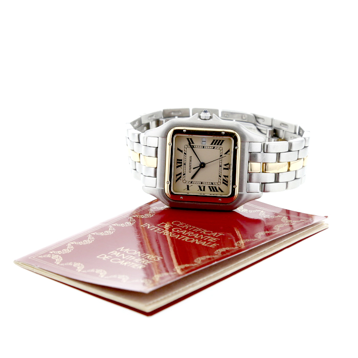 Montre Cartier Panthère grand modèle  en or et acier Ref: 8395  Vers 1990
