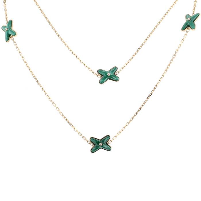 Chaumet Jeux de Liens long necklace in pink gold, malachite and diamonds - 00pp