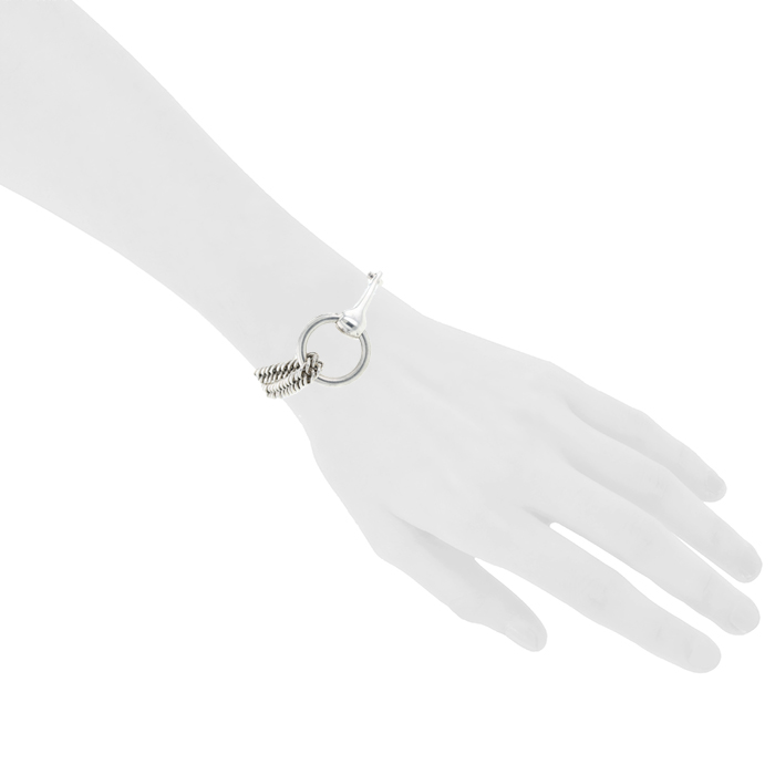 Articulated Hermès Mors bracelet in silver - Detail D1