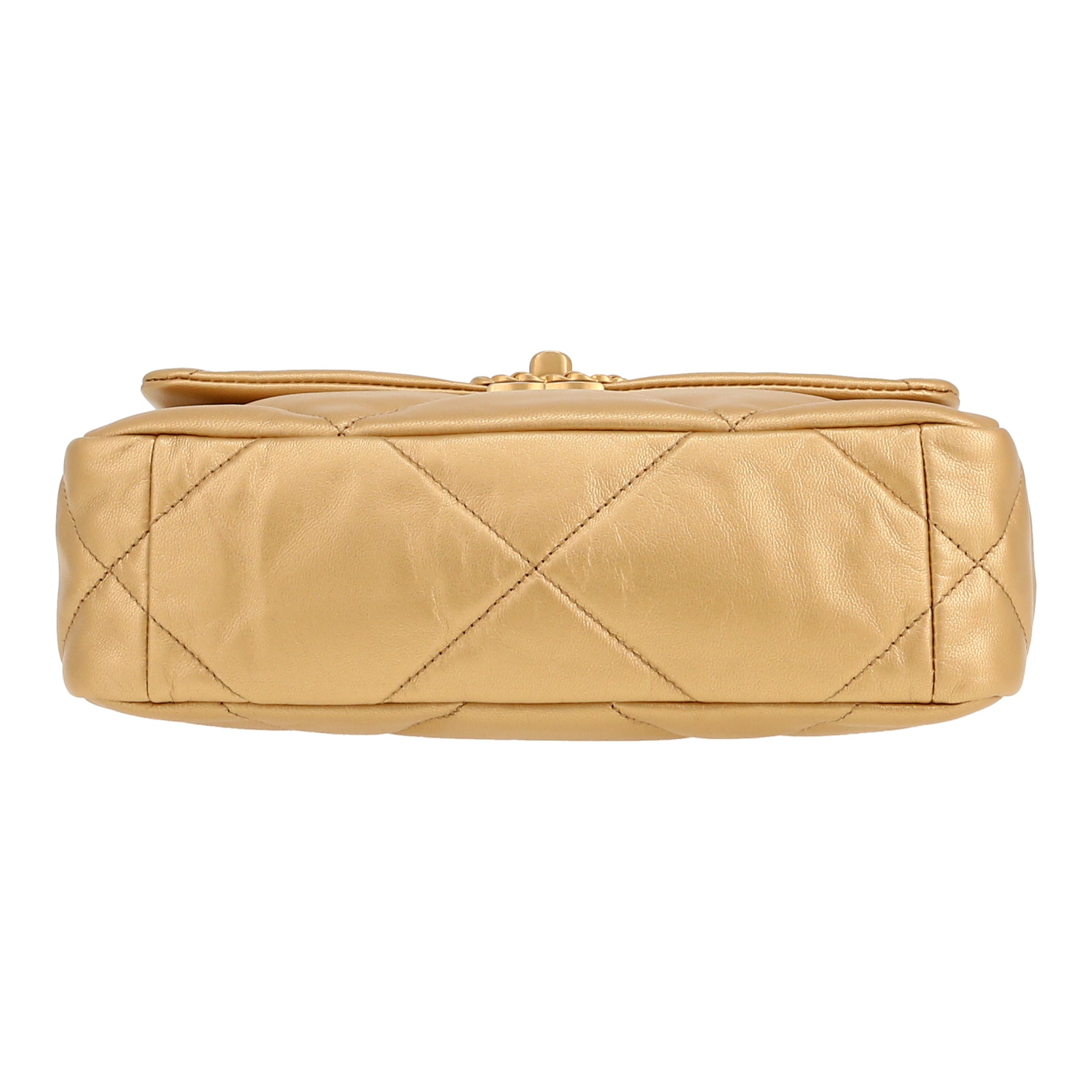 Sac bandoulière Chanel  19 en cuir matelassé doré - Detail D1