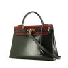 Hermès  Kelly 32 cm handbag  in navy blue, red and green box leather - 00pp thumbnail