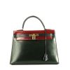 Hermès  Kelly 32 cm handbag  in navy blue, red and green box leather - 360 thumbnail