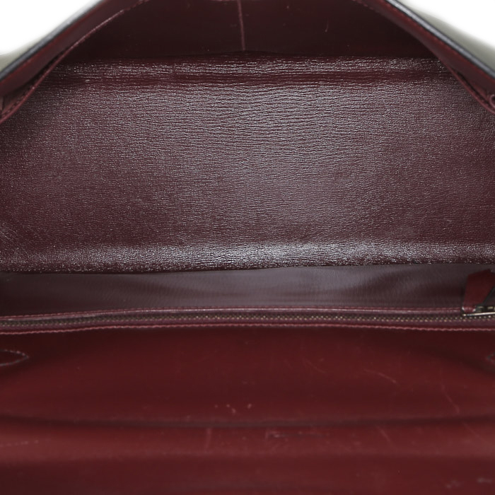Borsa Hermès  Kelly 32 cm in pelle box blu marino rossa e verde - Detail D3
