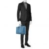 Louis Vuitton  Porte documents Voyage briefcase  in blue grained leather - Detail D1 thumbnail