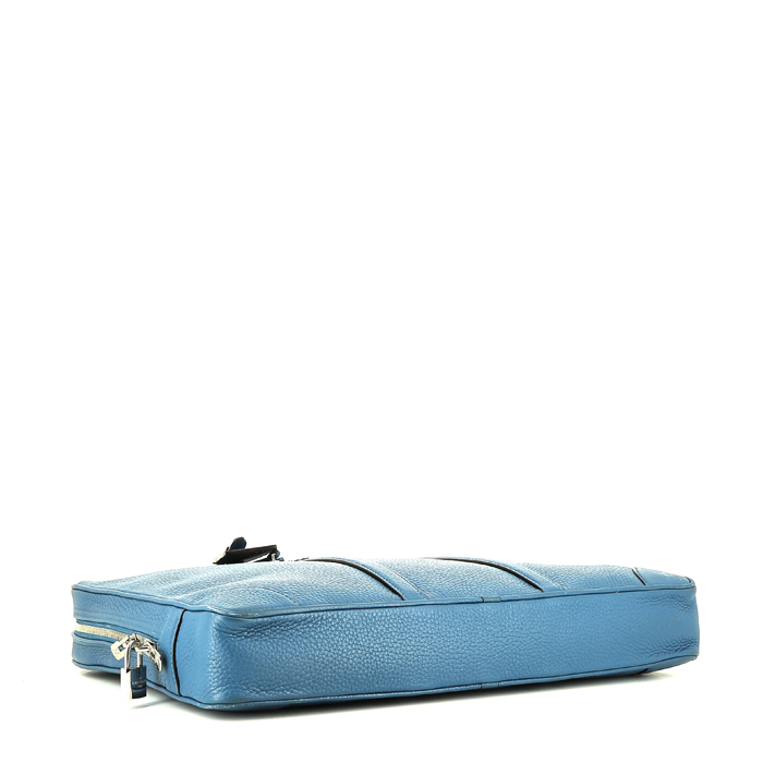 Borsa portadocumenti Louis Vuitton  Porte documents Voyage in pelle martellata blu - Detail D4