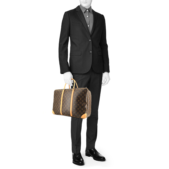 Louis Vuitton suitcase in brown monogram canvas and natural leather - Detail D1