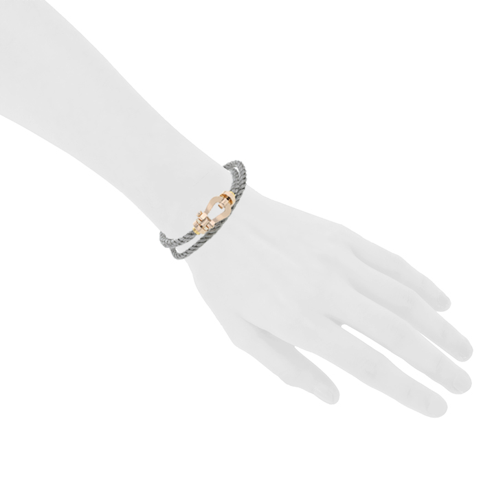 Bracelet Fred Force 10 grand modèle en or rose et acier - Detail D1
