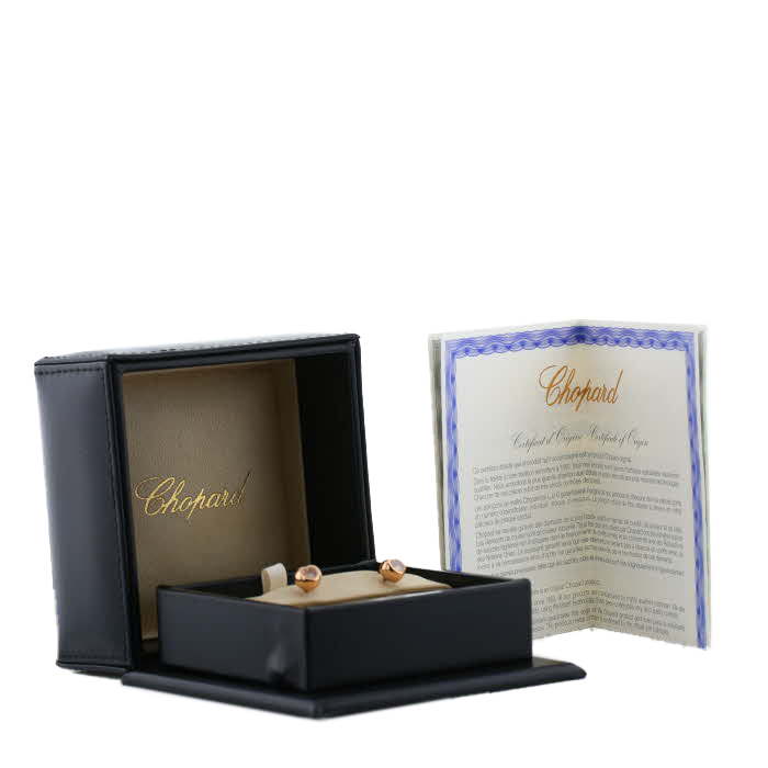 Pendientes Chopard Happy Diamonds de oro rosa y diamantes - Detail D2