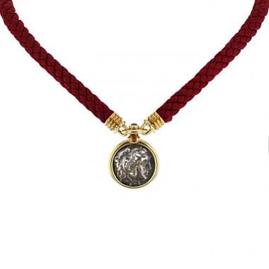 Bulgari Monete necklace in yellow gold, silver and ruby Bulgari Monete necklace in yellow gold, silver and ruby