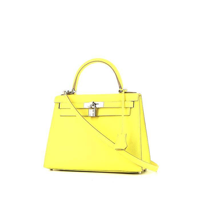 Hermès  Kelly 28 cm handbag  in yellow Lime epsom leather - 00pp