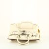 Bolso de mano Hermès  Birkin 25 cm en lona blanca y cuero blanco - 360 Front thumbnail