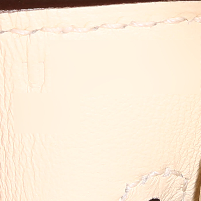 Hermès  Birkin 25 cm handbag  in white canvas  and white leather - Detail D4