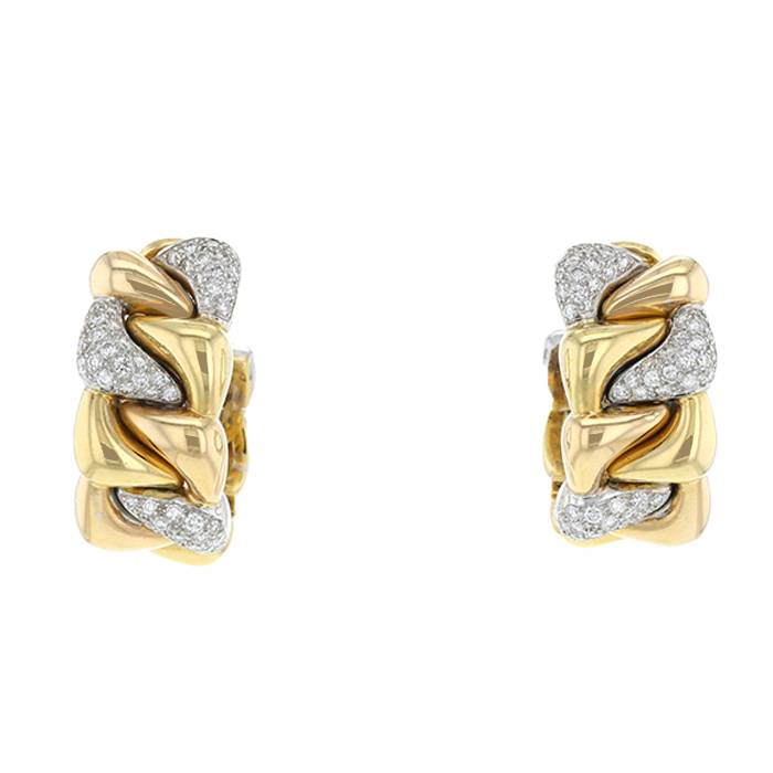 Poiray  earrings in yellow gold, white gold and diamonds - 00pp