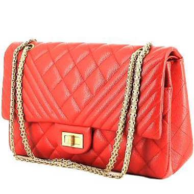 Bolso de mano Chanel 2.55 modelo grande  en cuero acolchado rojo