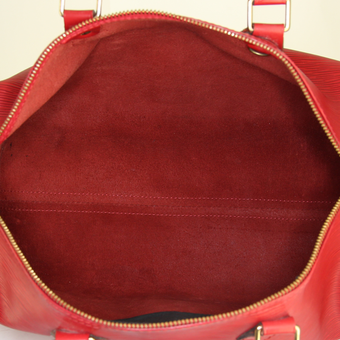 Louis Vuitton  Speedy 40 handbag  in red epi leather - Detail D2