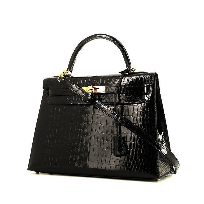 Hermès  Kelly 32 cm handbag  in black porosus crocodile - 00pp