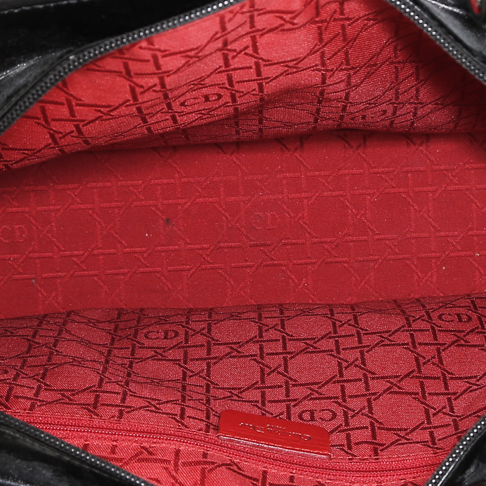 Sac à main Dior  Vintage en cuir glacé noir - Detail D2