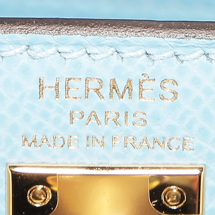 Bolso de mano Hermès Kelly 25 cm en cuero epsom azul Celeste - Detail D4