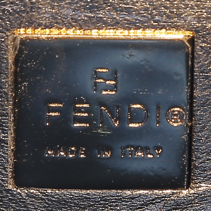 Sac à main Fendi  Baguette en cuir doré et poulain marron - Detail D3