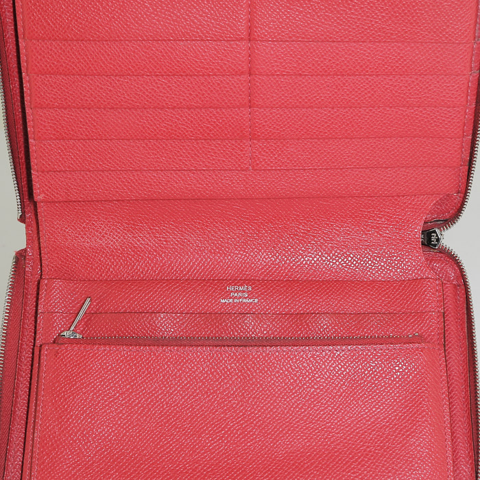 Billetera Hermès  Zippy modelo grande  en cuero epsom rojo Geranium - Detail D2