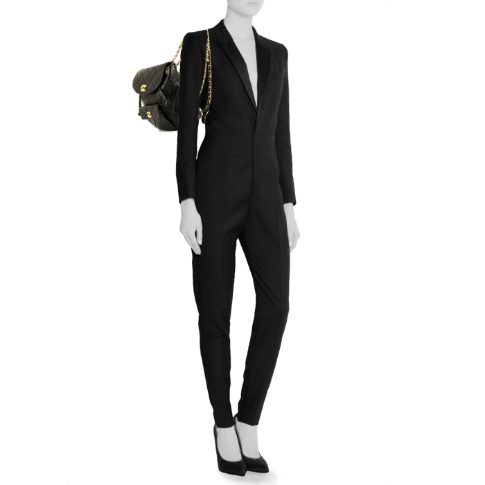 Sac à dos Chanel   en cuir matelassé noir - Detail D1