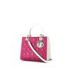 Bolso de mano Dior  Lady Dior en cuero cannage tricolor rosa fucsia gris y azul claro - 00pp thumbnail