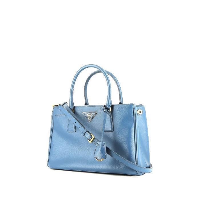Prada  Galleria medium model  handbag  in blue leather saffiano - 00pp