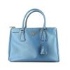 Prada  Galleria medium model  handbag  in blue leather saffiano - 360 thumbnail