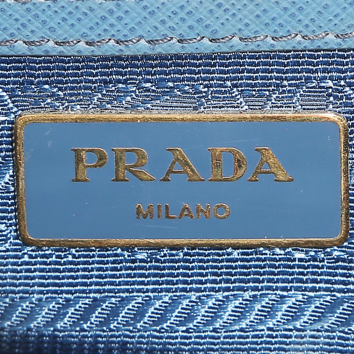 Borsa Prada  Galleria modello medio  in pelle saffiano blu - Detail D4