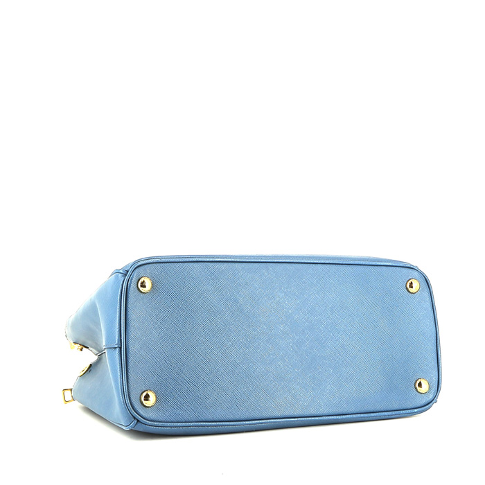 Prada  Galleria medium model  handbag  in blue leather saffiano - Detail D5