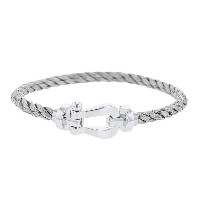 White gold and stainless steel Fred bracelet, Force 10 collection.