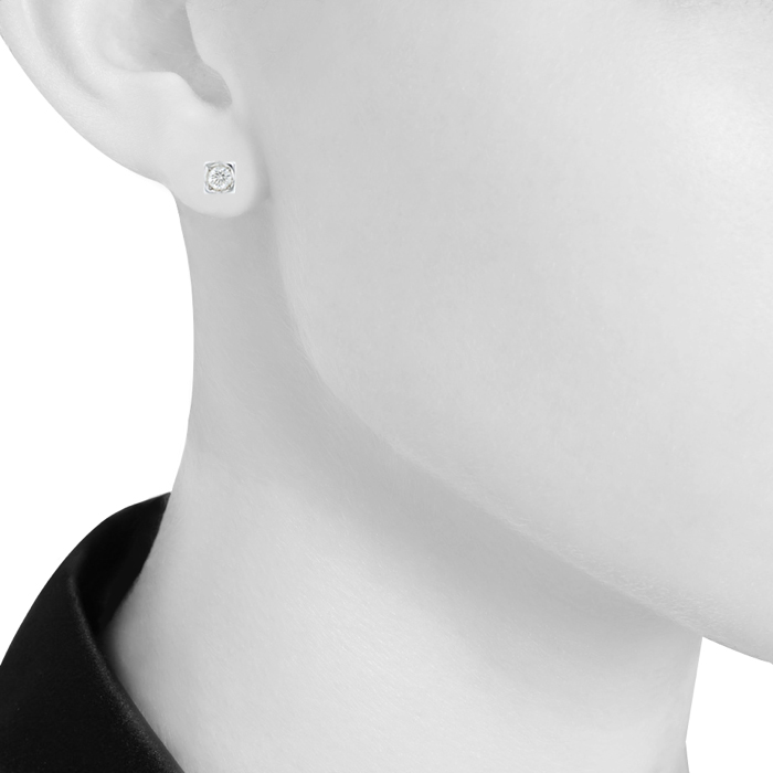 Pendientes Dinh Van Le Cube Diamant de oro blanco y diamantes - Detail D1