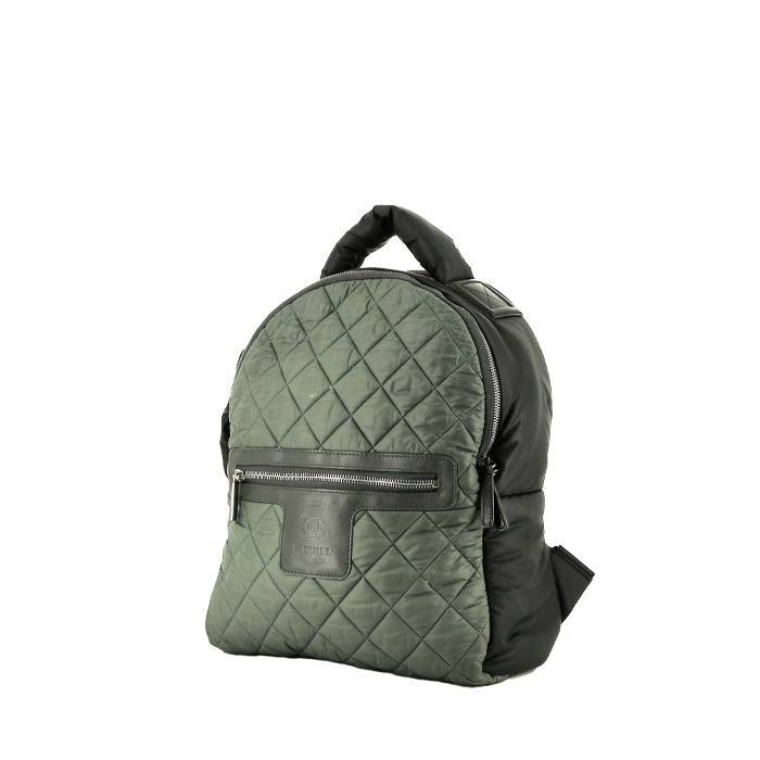 Chanel Coco Cocoon Backpack in Green Quilted Canvas and Black