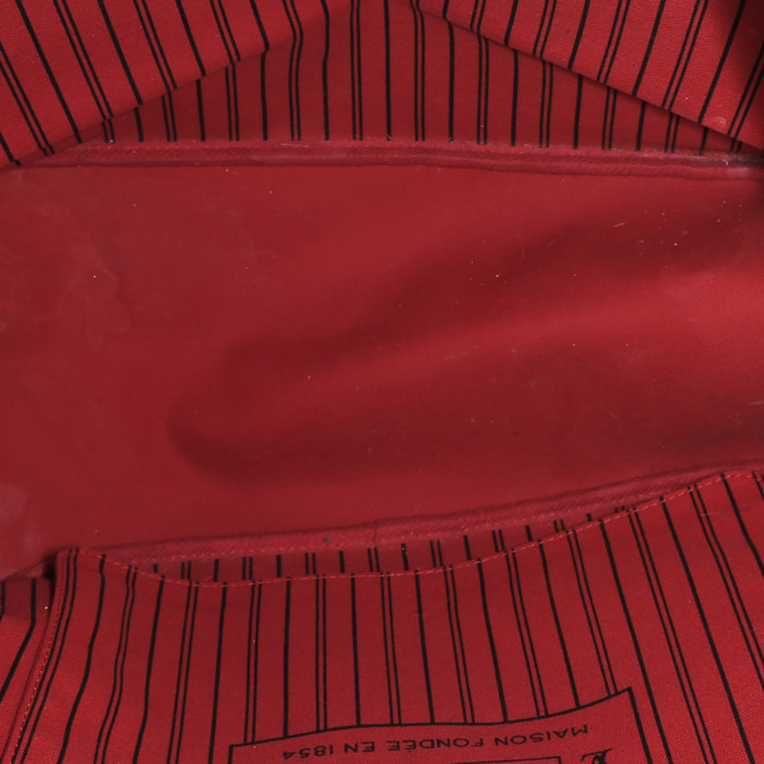 Shopping bag Louis Vuitton  Neverfull modello grande  in tela a scacchi ebana e pelle marrone - Detail D2