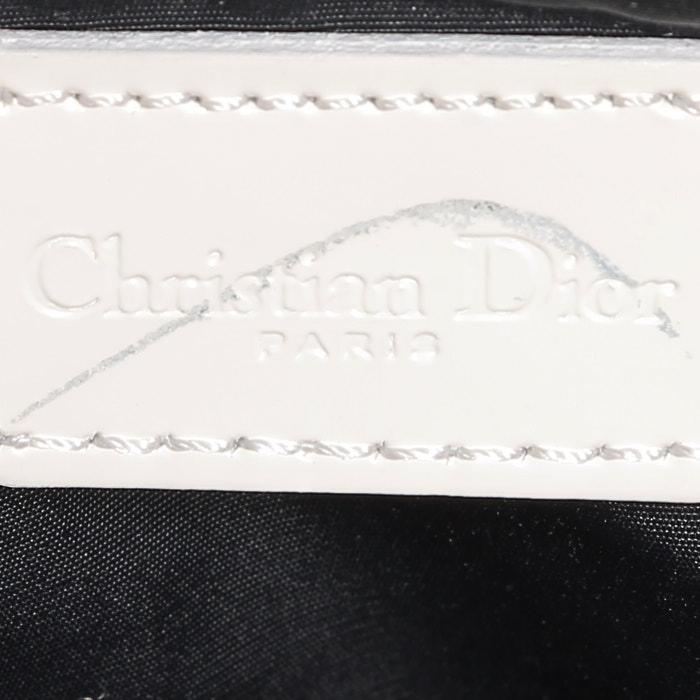 Borsa Dior  Saddle in tessuto a monogramma Oblique blu e grigio e pelle verniciata bianca - Detail D3