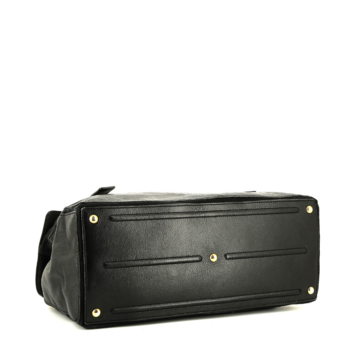 Saint Laurent  Muse Two large model  handbag  in black grained leather - Detail D4