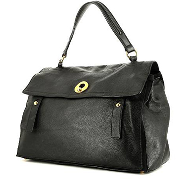 Bolso de mano Saint Laurent  Muse Two modelo grande  en cuero granulado negro