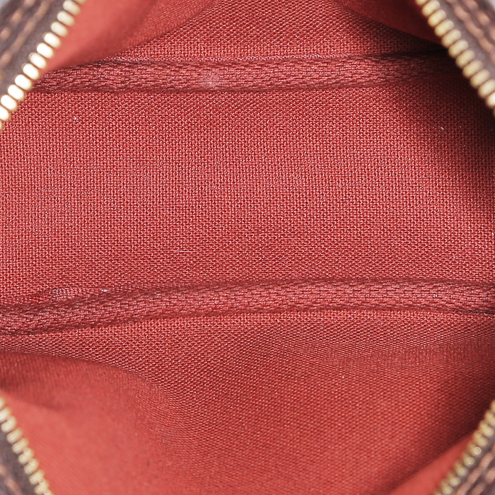 Bolso de mano Louis Vuitton   en lona a cuadros ébano y cuero marrón - Detail D2