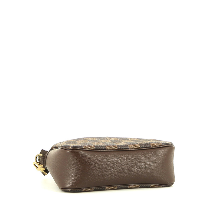 Louis Vuitton   handbag  in ebene damier canvas  and brown leather - Detail D4