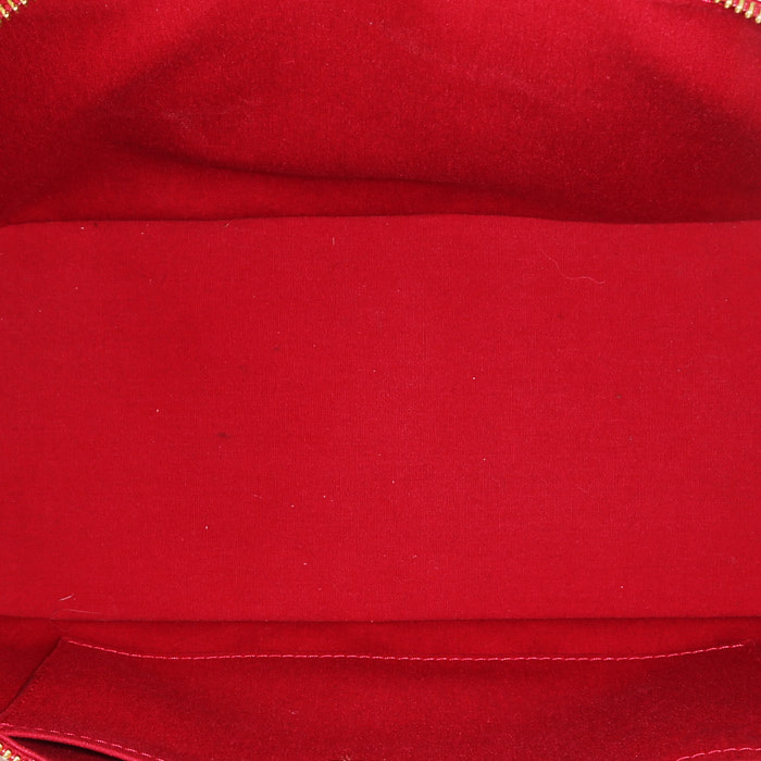 Sac à main Louis Vuitton  Rosewood en cuir verni monogram rouge et cuir naturel - Detail D2