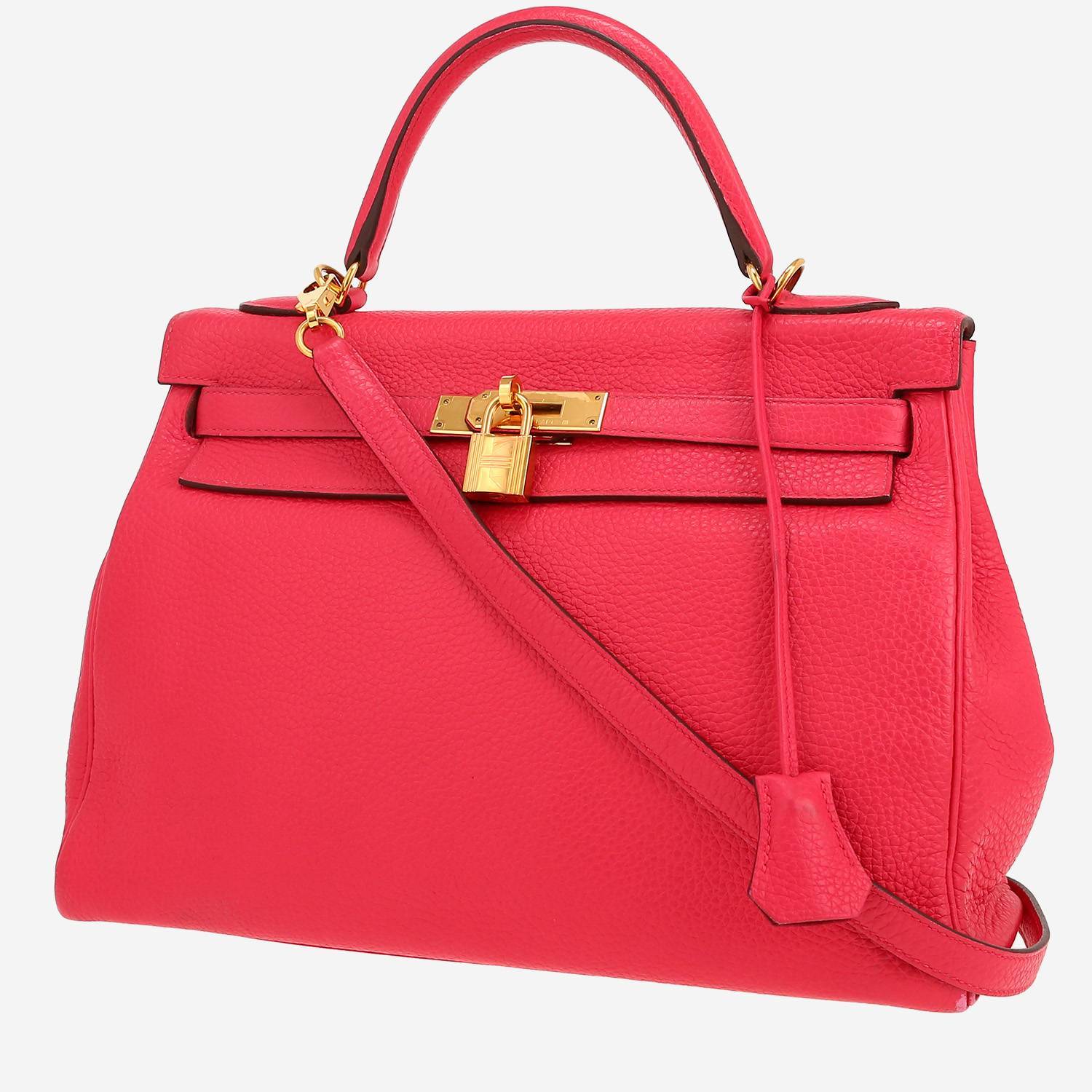 Sac à main Hermès  Kelly 32 cm en cuir togo rose