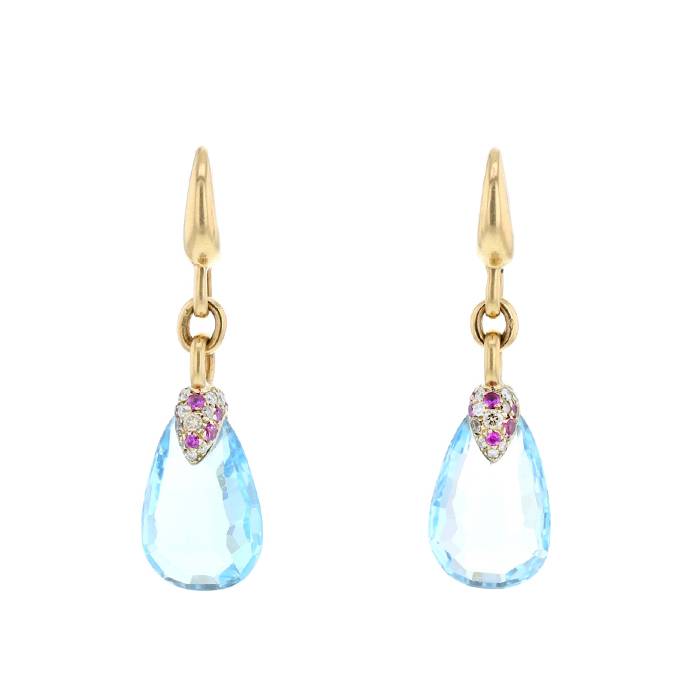 Pomellato Pin Up earrings in pink gold, topaz and diamonds - 00pp