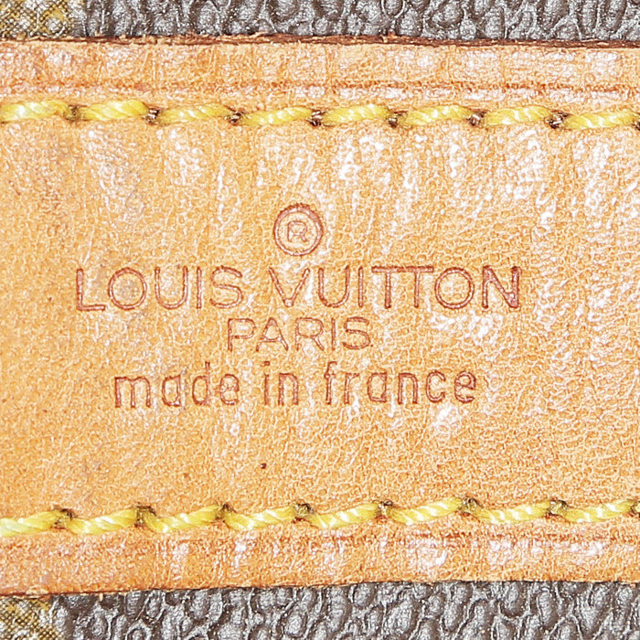Sac de voyage Louis Vuitton Keepall 55 en toile monogram marron et cuir naturel - Detail D4