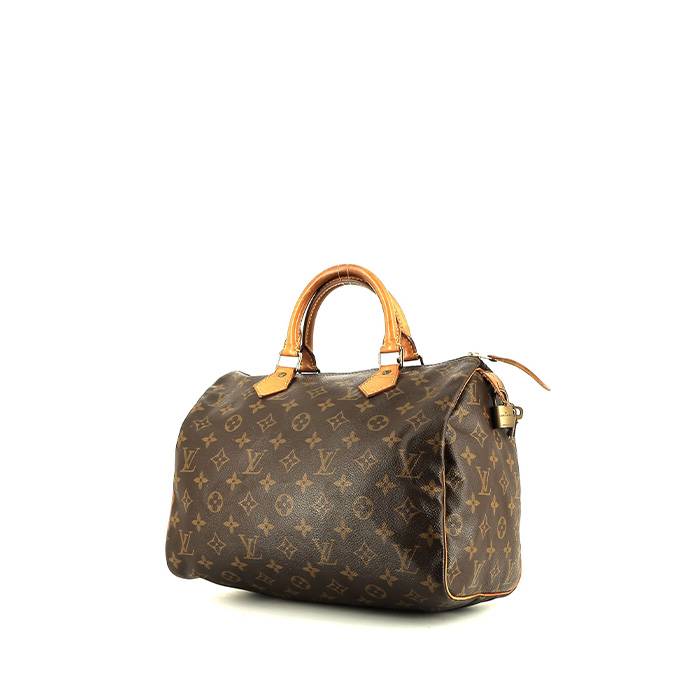 Louis Vuitton  Speedy 30 handbag  in brown monogram canvas  and natural leather - 00pp