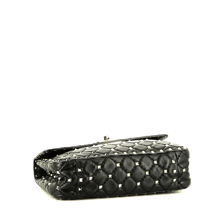 Borsa a tracolla Valentino Garavani  Rockstud Spike in pelle trapuntata nera - Detail D5